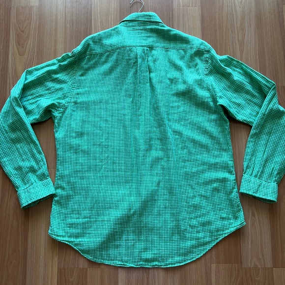 Ralph Lauren Men’s Green Lined Cotton Casual Button Down Shirt Size XL - Picture 10 of 12